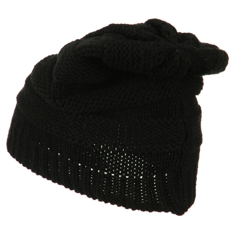 Flower Knit Long Beanie
