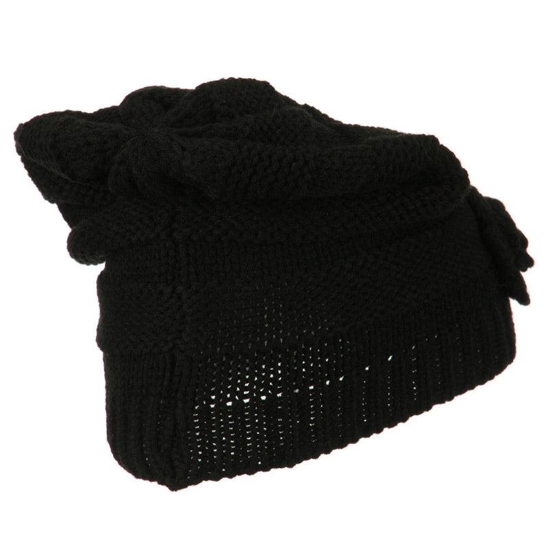 Flower Knit Long Beanie