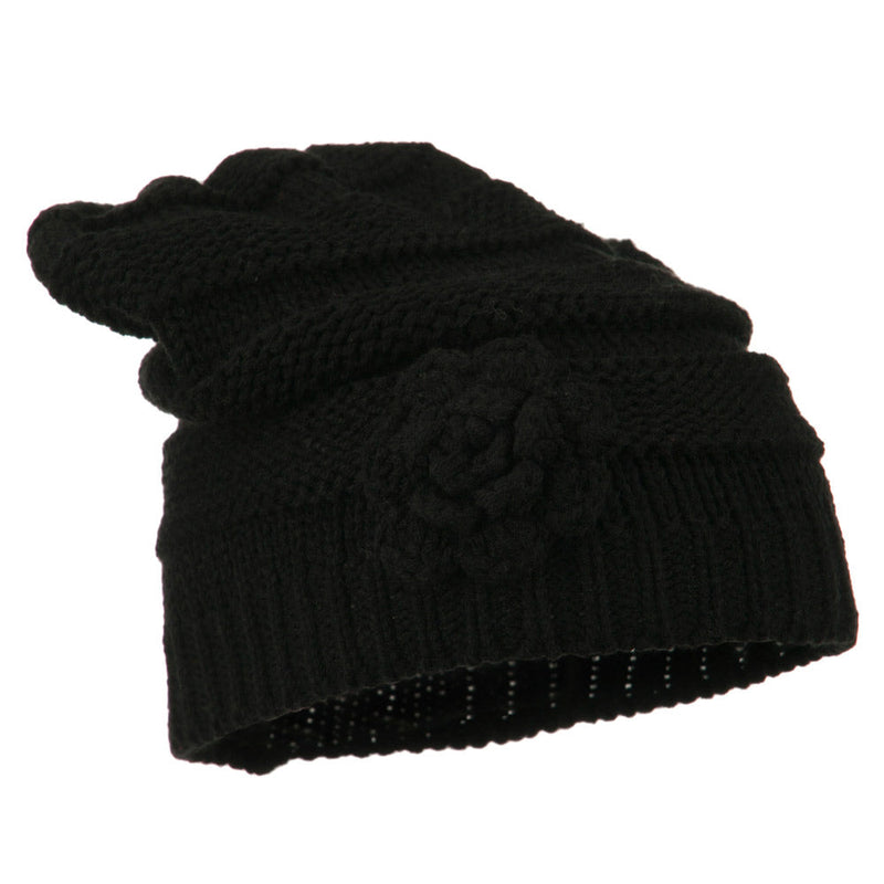 Flower Knit Long Beanie