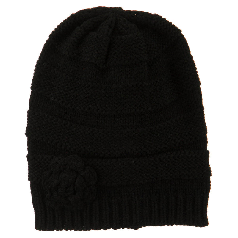 Flower Knit Long Beanie