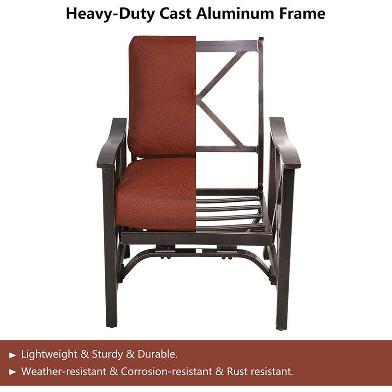 Aluminum Deep Seating Rocking Club Chairs in Antique Copper (set of 2)