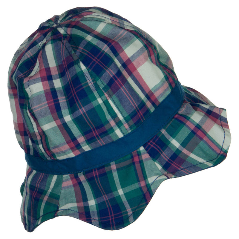 Girl's Wavy Brim Plaid Cotton Bucket Hat