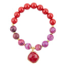 Fuchsia Agate Sunset Golden Bracelet