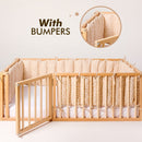 Full Montessori Floor Bed Frame for Toddlers with Fence