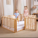 Full Montessori Floor Bed Frame for Toddlers with Fence
