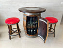 Whiskey & Wine Barrel Pub Set — Limited Colorways, Glass Top, Cabinet Storage