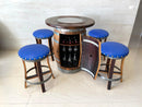 Whiskey & Wine Barrel Pub Set — Limited Colorways, Glass Top, Cabinet Storage
