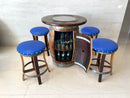 Whiskey & Wine Barrel Pub Set — Limited Colorways, Glass Top, Cabinet Storage