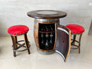 Whiskey & Wine Barrel Pub Set — Limited Colorways, Glass Top, Cabinet Storage