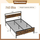 King Metal Bed Frame Industrial Platform Bed with Wooden Headboard by LJGDeals