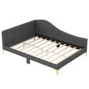 Full/Twin Size Rivet-Tufted Platform Bed with Metal Legs and Wood Slats by DirectDeals