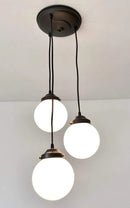 Milk Glass Chandelier Pendant Trio