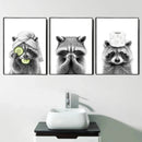 GobekUsa Fun Animal Bathroom Wall Art Canvas