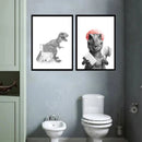 GobekUsa Funny Animal Bathroom Canvas Wall Art