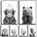 GobekUsa Funny Animal Bathroom Wall Art Canvas Print