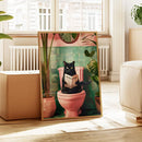 GobekUsa Funny Cat Bathroom Canvas Wall Art