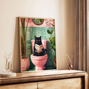 GobekUsa Funny Cat Bathroom Canvas Wall Art