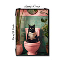 GobekUsa Funny Cat Bathroom Canvas Wall Art