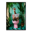 GobekUsa Funny Cat Bathroom Canvas Wall Art