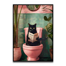 GobekUsa Funny Cat Bathroom Canvas Wall Art