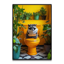 GobekUsa Funny Cat Bathroom Canvas Wall Art