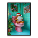 GobekUsa Funny Cat Bathroom Canvas Wall Art
