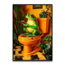 GobekUsa Funny Cat Bathroom Canvas Wall Art
