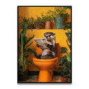 GobekUsa Funny Cat Bathroom Canvas Wall Art