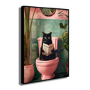 GobekUsa Funny Cat Bathroom Canvas Wall Art