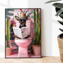 GobekUsa Funny Cat Bathroom Wall Art Print