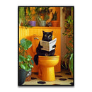 GobekUsa Funny Cat Bathroom Wall Art Print
