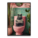 GobekUsa Funny Cat Bathroom Wall Art Print