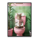GobekUsa Funny Cat Bathroom Wall Art Print