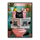 GobekUsa Funny Cat Bathroom Wall Art Print