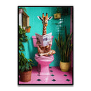 GobekUsa Funny Cat Bathroom Wall Art Print