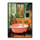 GobekUsa Funny Cat Bathroom Wall Art Print