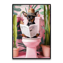 GobekUsa Funny Cat Bathroom Wall Art Print