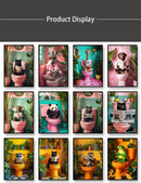 GobekUsa Funny Cat Bathroom Wall Art Print