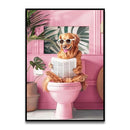 GobekUsa Funny Cat Bathroom Wall Art Print