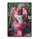 GobekUsa Funny Cat Bathroom Wall Art Print