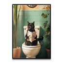 GobekUsa Funny Cat Bathroom Wall Art Print