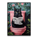 GobekUsa Funny Cat Bathroom Wall Art Print
