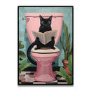 GobekUsa Funny Cat Bathroom Wall Art Print