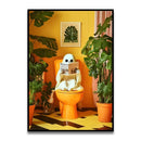GobekUsa Funny Cat Bathroom Wall Art Print