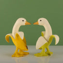 Funny white banana duck sculpture living room figurine by Decorbites