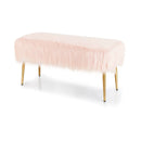 Upholstered Faux Fur Vanity Stool with Golden Legs for Makeup Room by LJGDeals