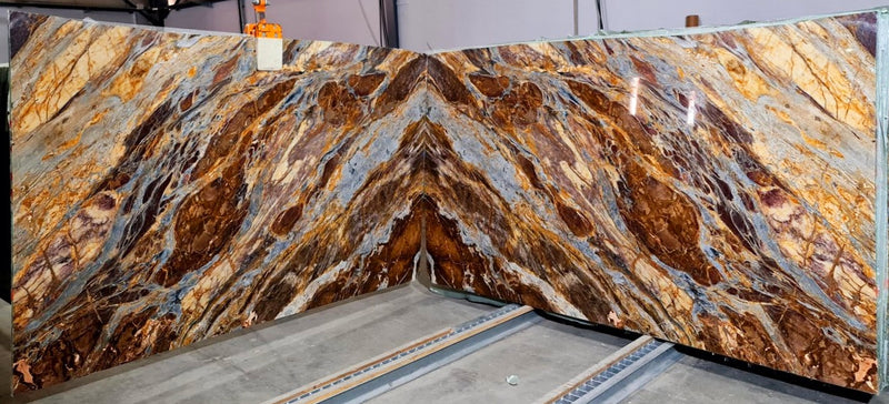 Fusion Blue Exotic Bookmatching Polished Marble Slab