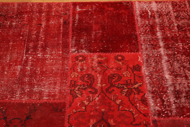 8'x10' Hand Knotted Wool Turkish Oriental over-dyed patchwork Area Rug 8x10 Red
