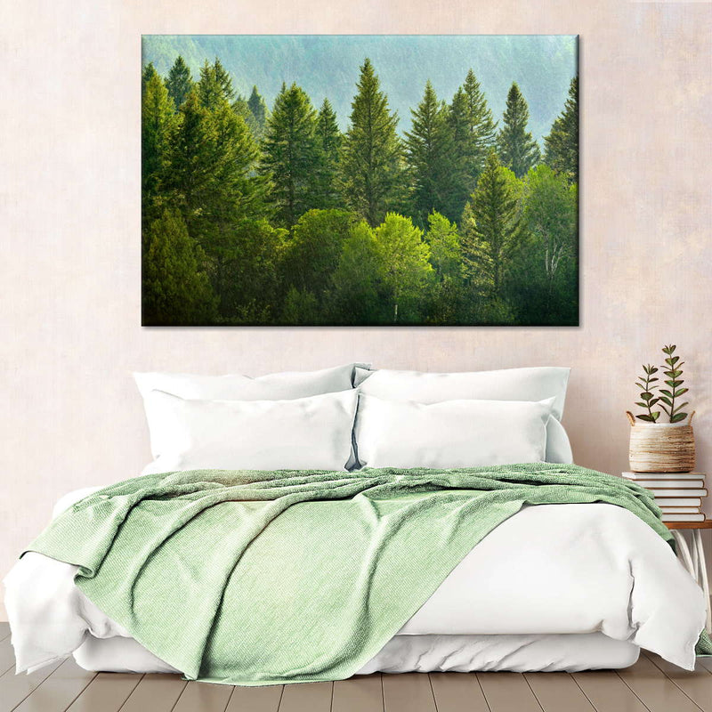 Lush Green Pine Trees Wall Art