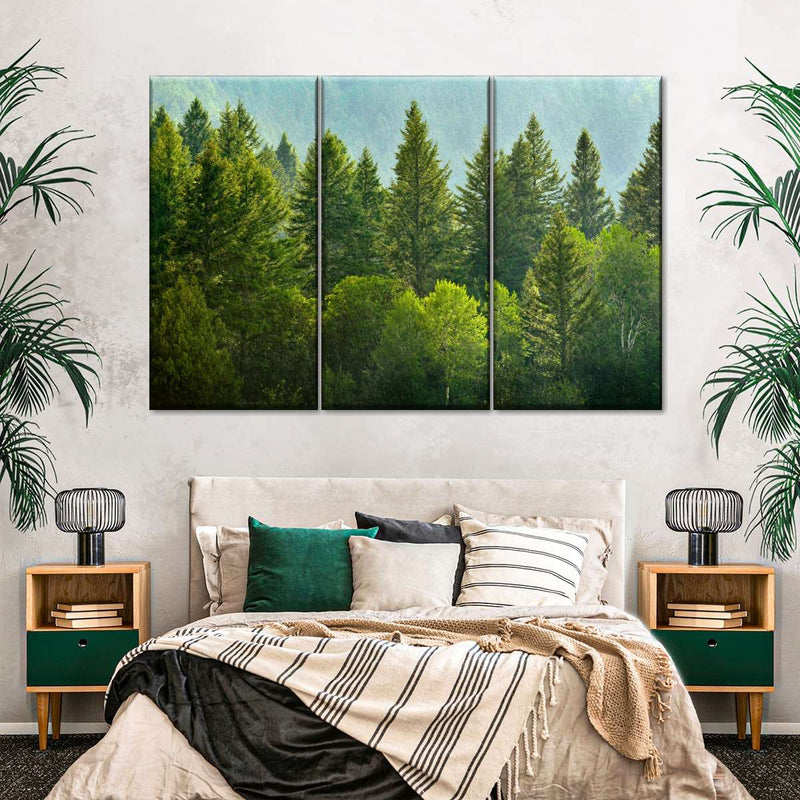 Lush Green Pine Trees Wall Art